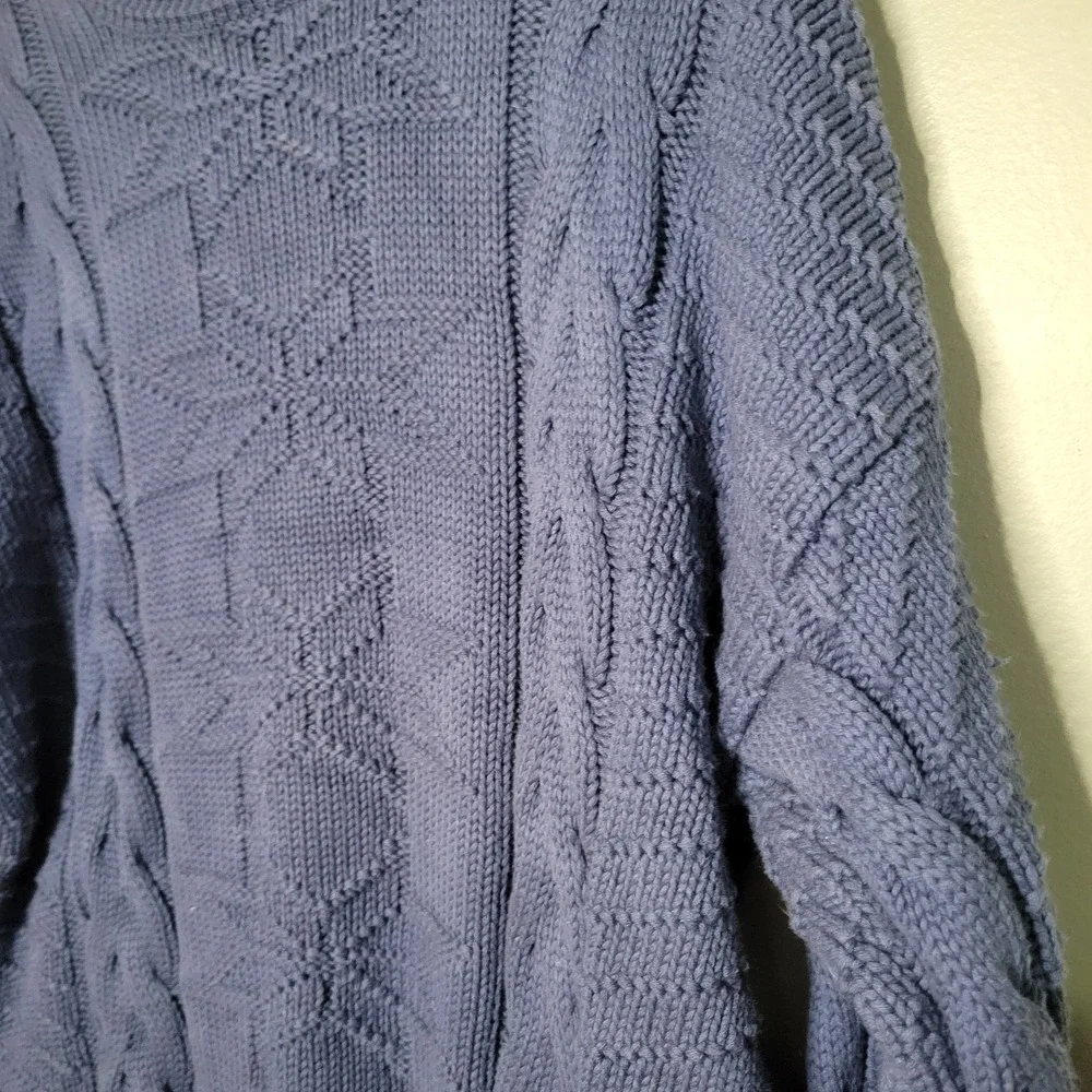 VTG Abercrombie & Fitch Men's Fisherman Chunky Cable Knit Sweater Blue Med *Flaw